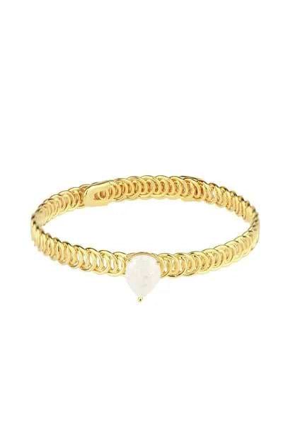 Teardrop Stone Bangle Bracelet White