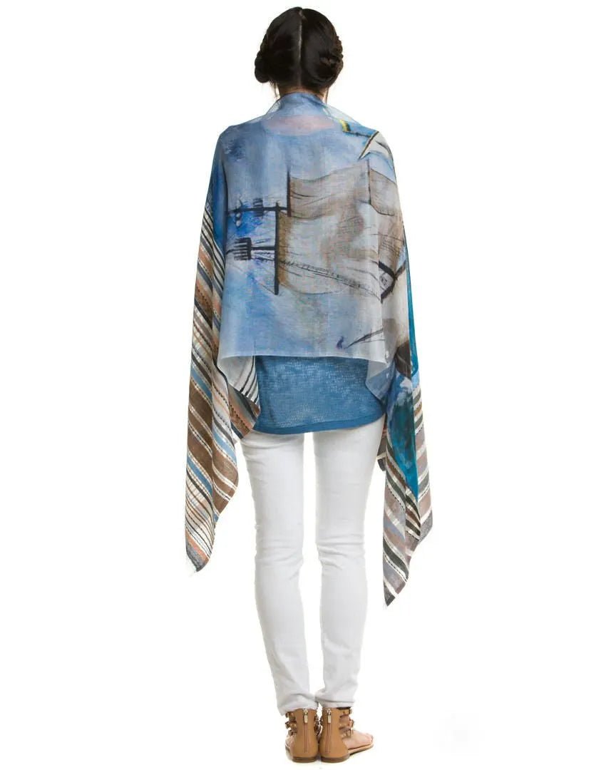 Ocean Digital Sky Printed Scarf Light Sky Blue