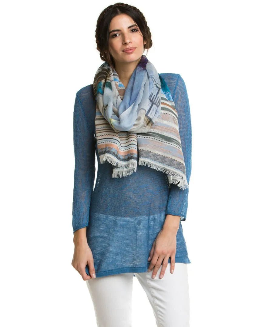 Ocean Digital Sky Printed Scarf Light Sky Blue