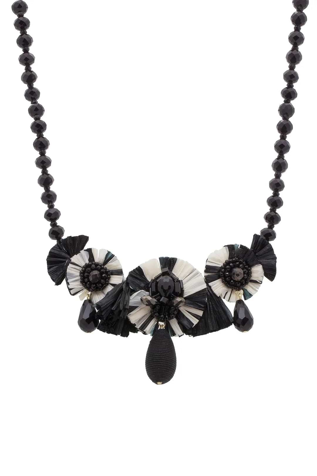 Utsav Beaded Drop Necklace Black