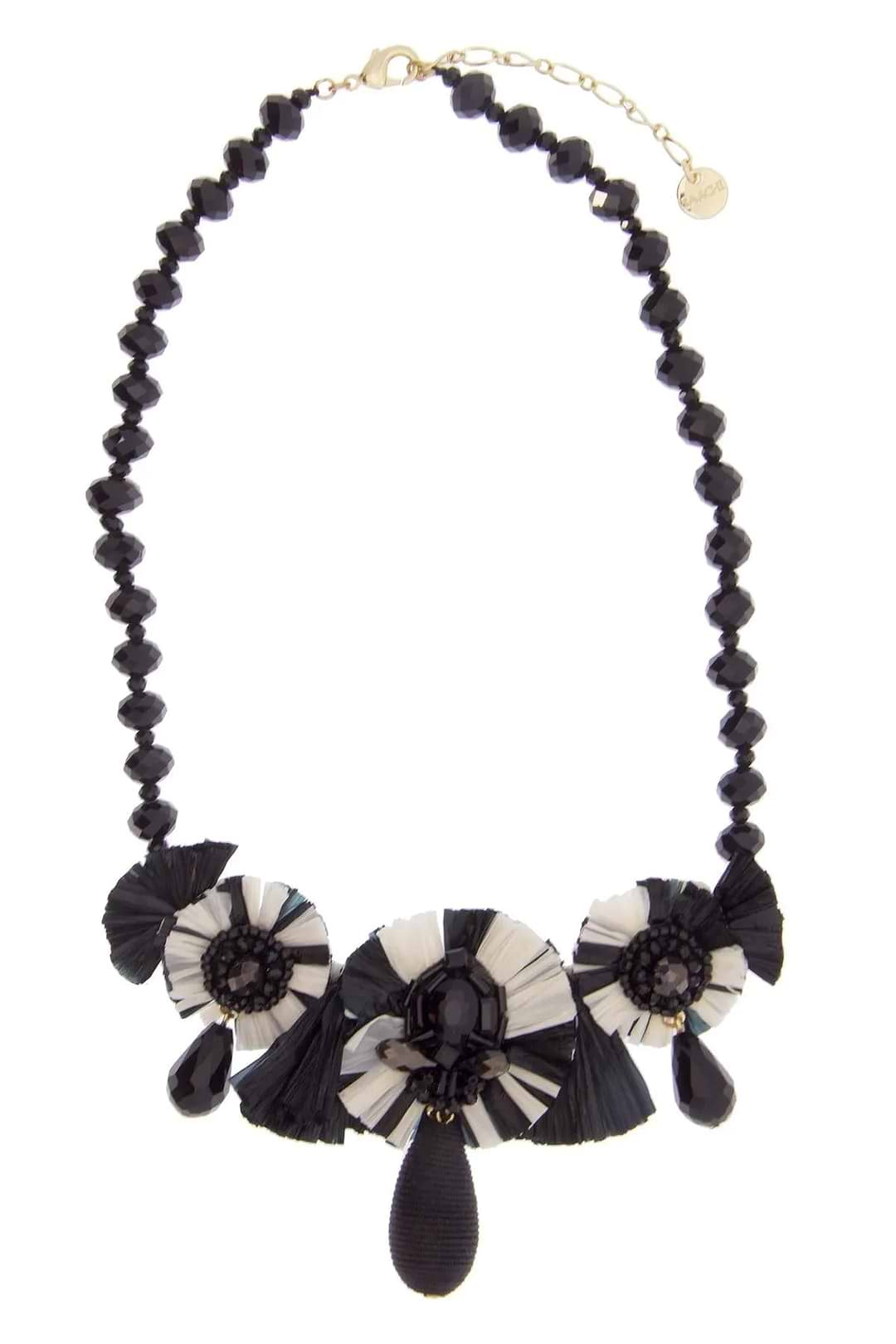 Utsav Beaded Drop Necklace Black