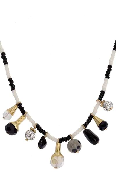 One of a Kind Crystal Pendants Necklace Black