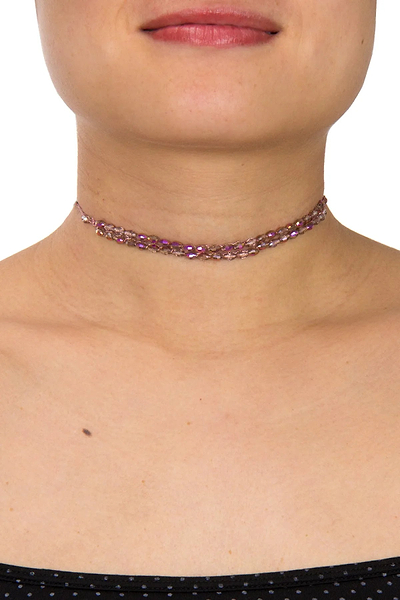 Beaded Crochet Choker Pink Necklace - SAACHI