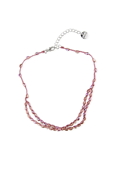 Beaded Crochet Choker Pink Necklace Deep pink