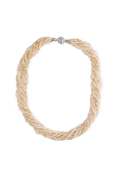 Multi Strand Taupe Bead Short Necklace - SAACHI