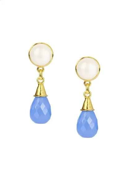 Dangle Blue Drop Gold Plated Earring Corn Flower Blue