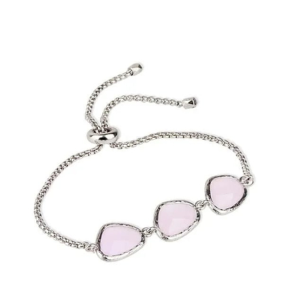 Rose Quartz Silver Toggle Bracelet - SAACHI