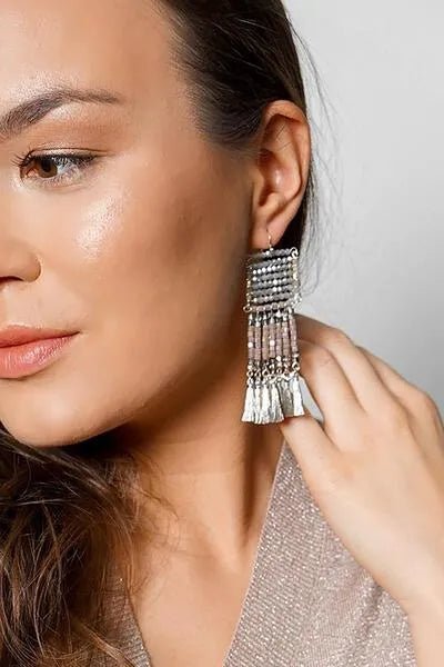 Anjuna Beaded Statement Earring Gray