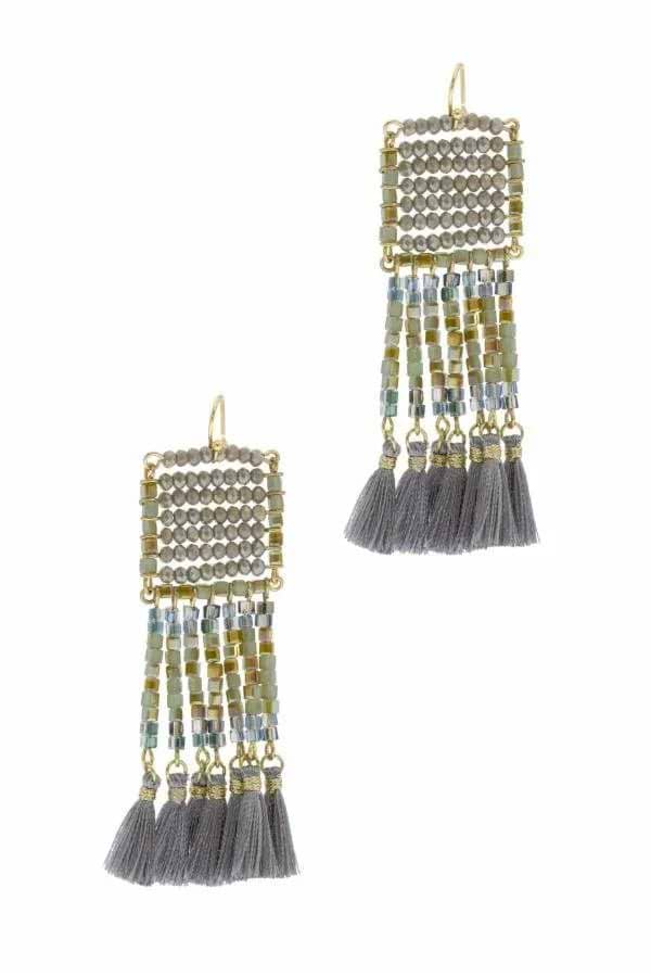 Anjuna Beaded Statement Earring Gray