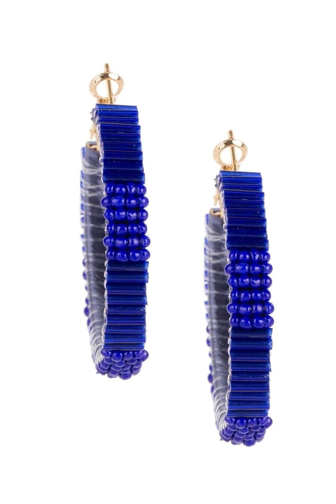 Hang Ten Seed Bead Hoop Earring Blue