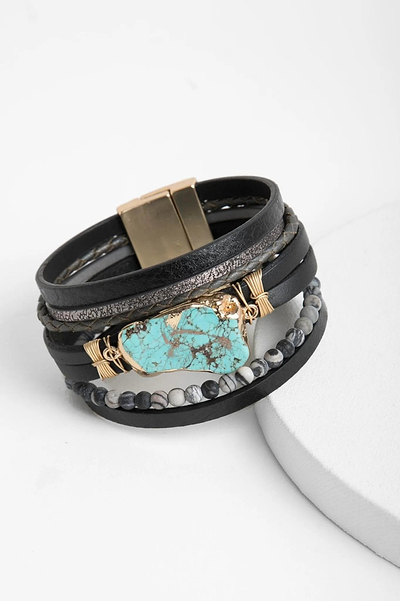 Aquamare Leather Bracelet - SAACHI