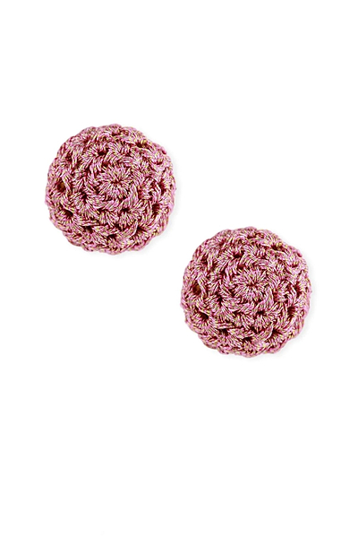 Metallic Crochet Thread Cluster Stud Earring Pale Violetred