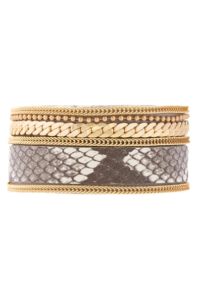 Shimmering Snake Print Bracelet Gold
