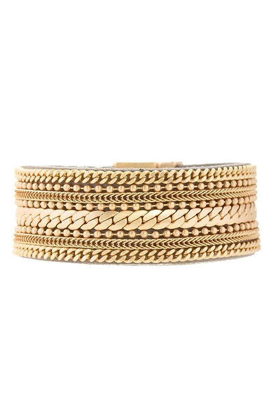 Dainty Chains Leather Bracelet - SAACHI - Gold - Bracelet