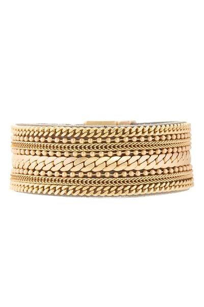 Dainty Chains Leather Bracelet - SAACHI - Gold - Bracelet