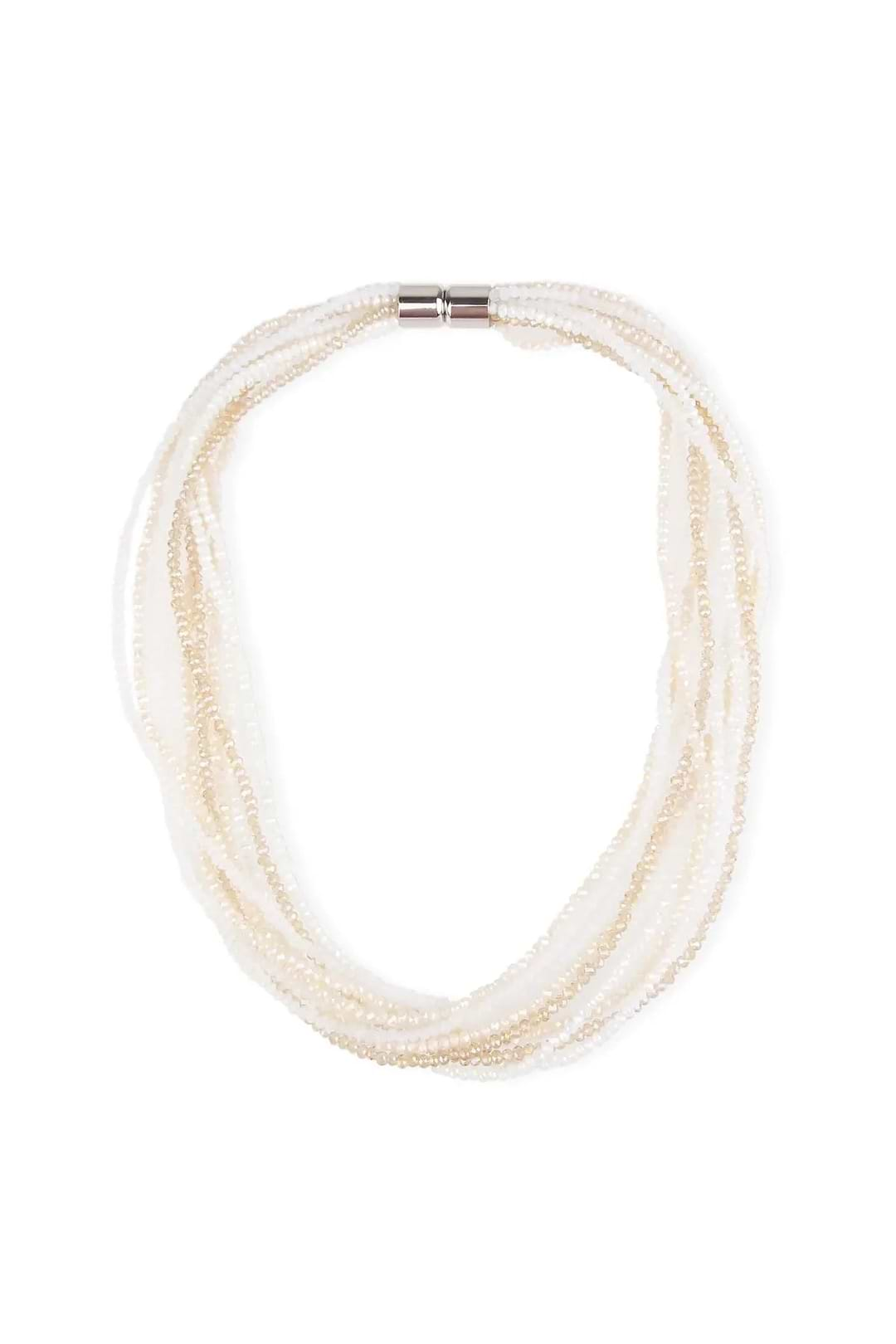 Multi Strand Crystal Ombre Necklace White