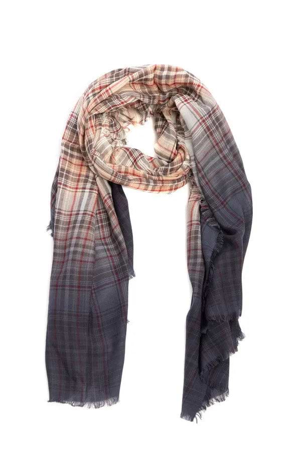 Queens Plaid Ombre Scarf Ivory