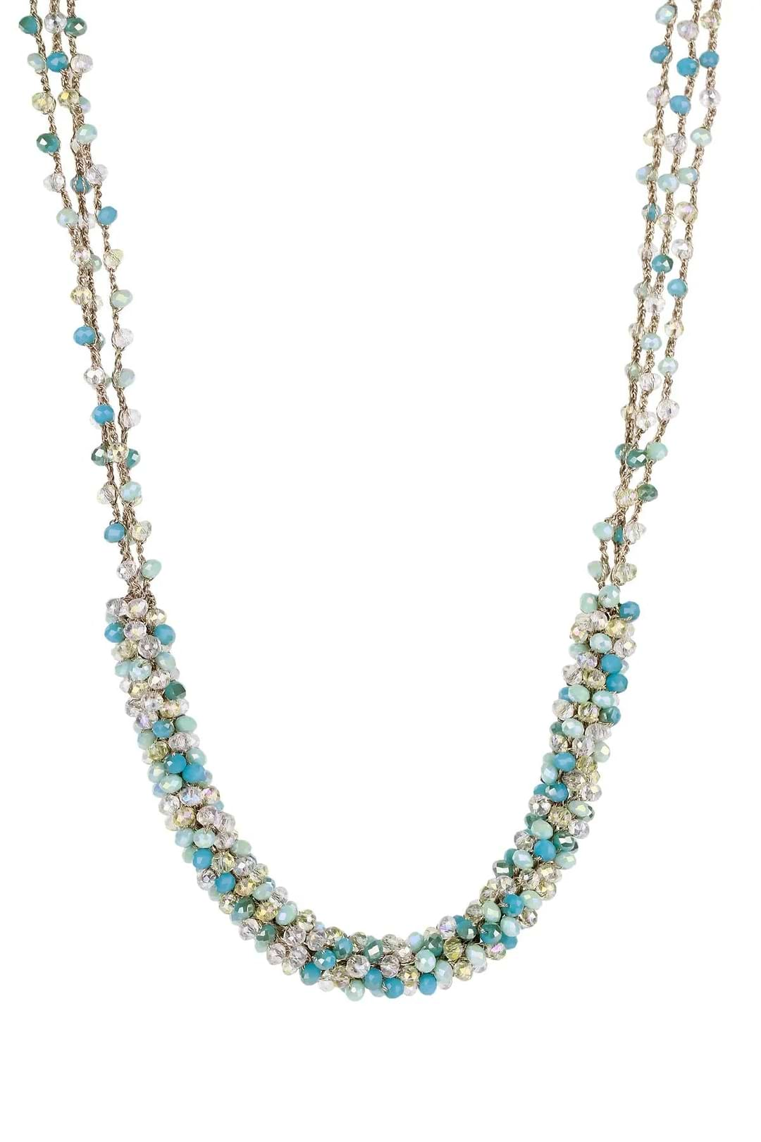 Short Beaded Bundle Necklace Light Blue