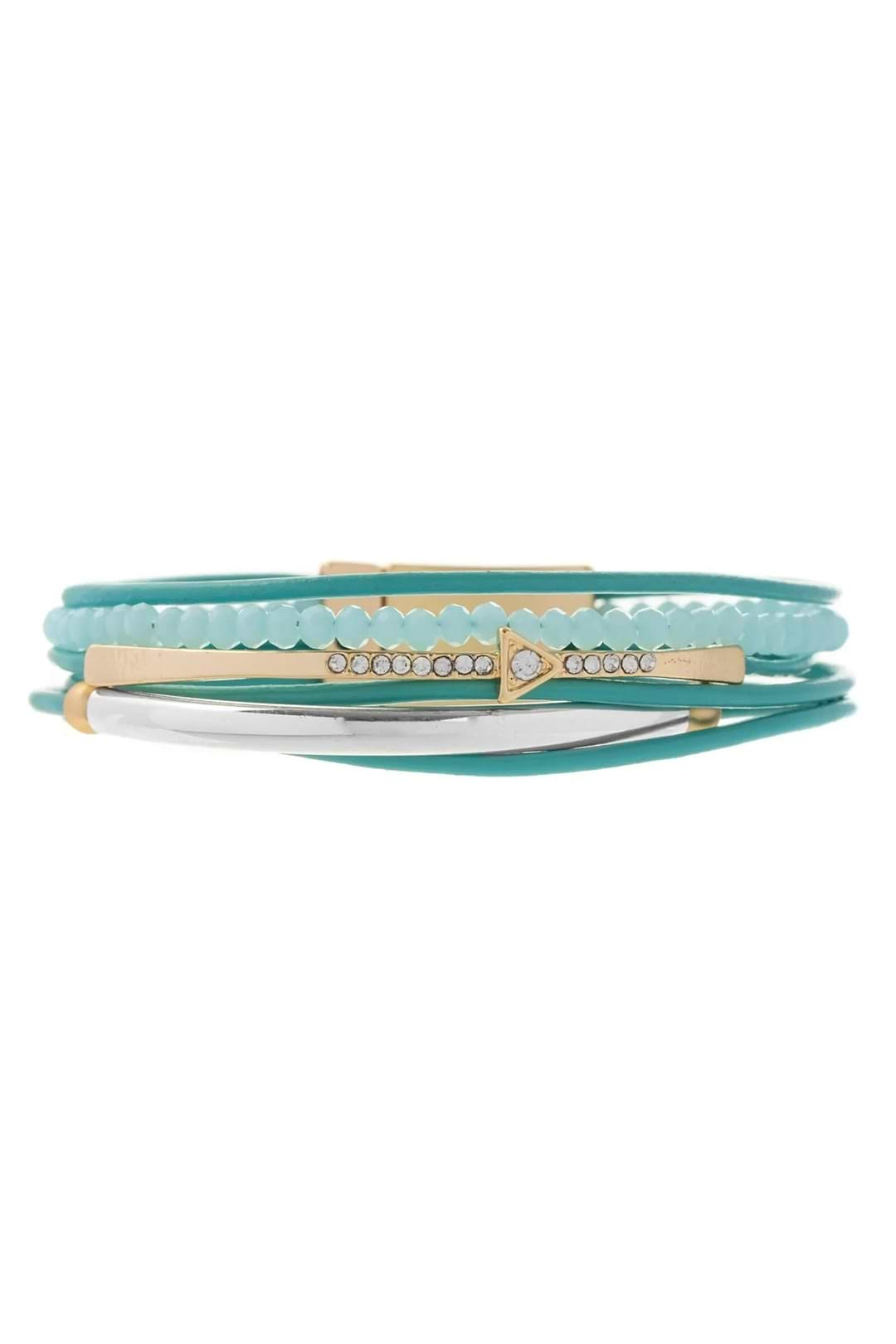 Golden Arrow Leather Bracelet Turquoise 