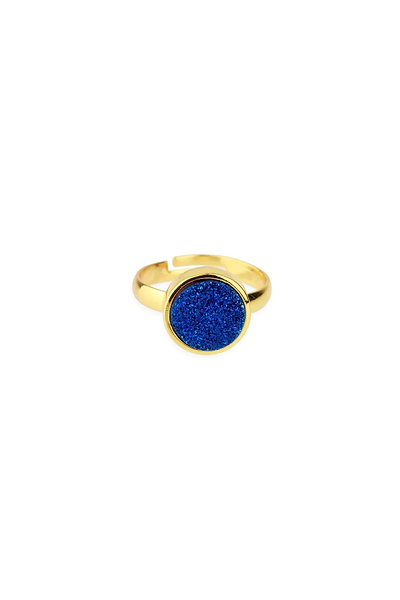 Round Druzy Ring Blue