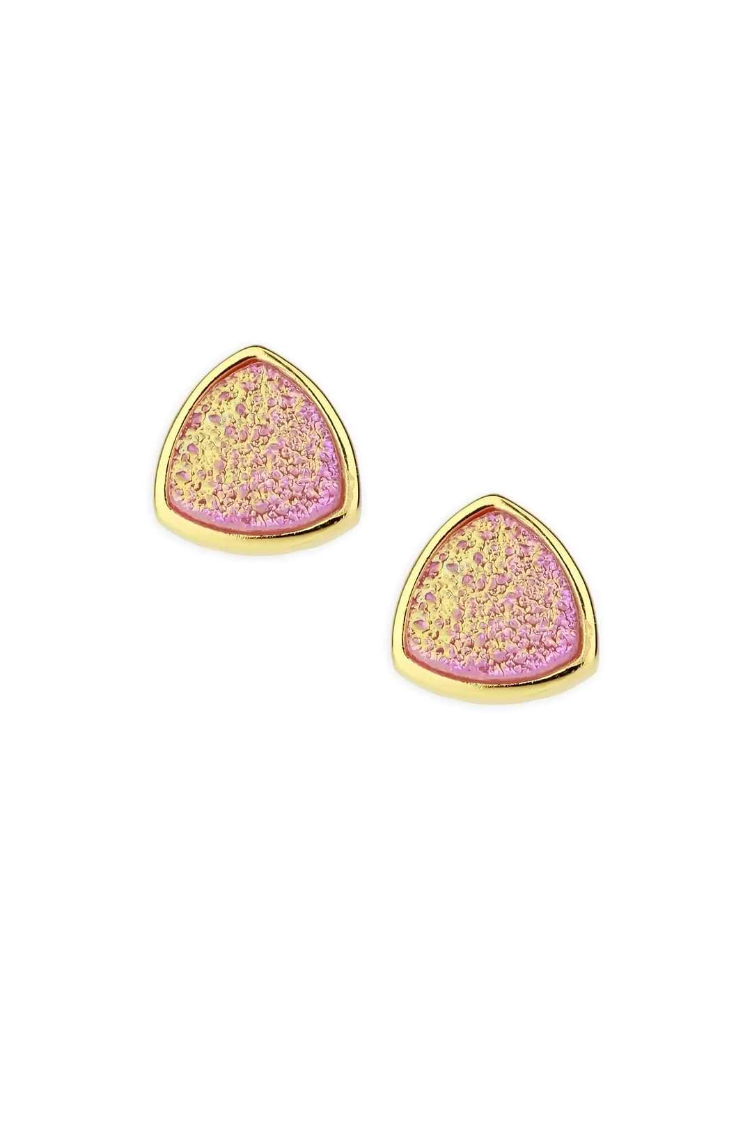 Pyramid Druzy Earring Gold