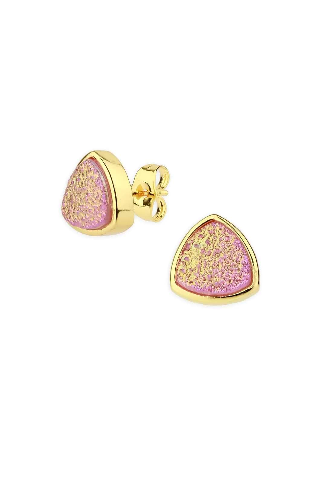 Pyramid Druzy Earring Gold