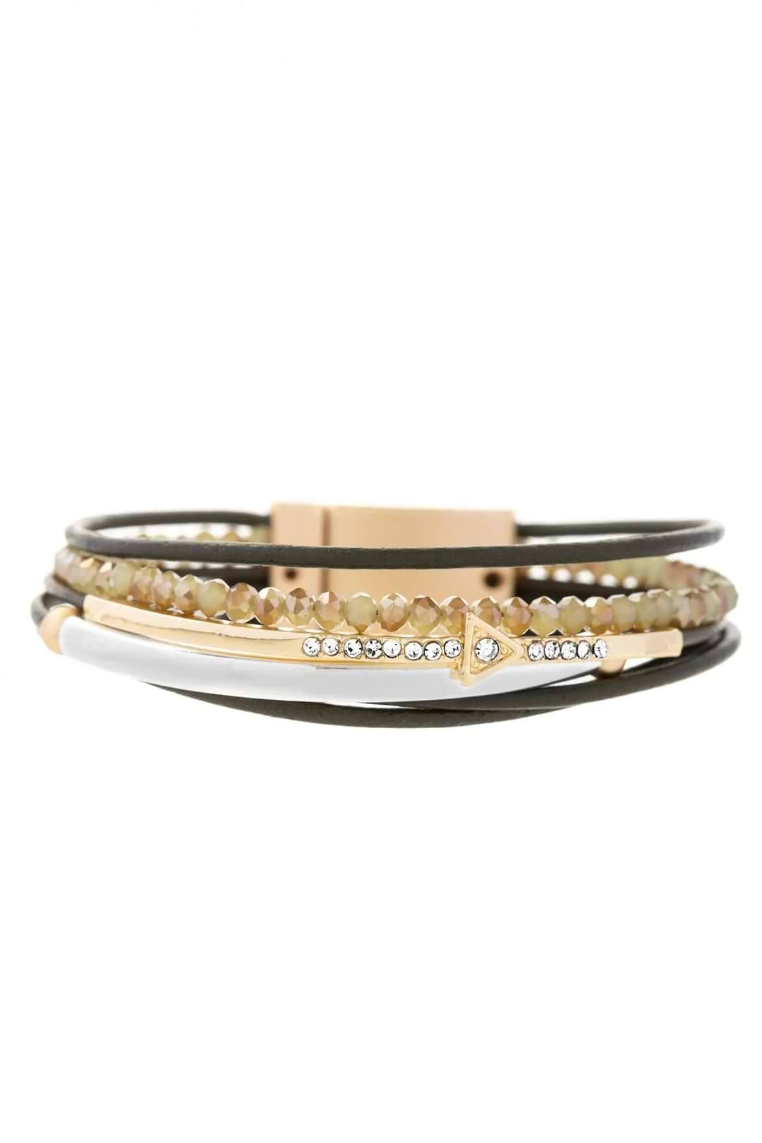 Golden Arrow Leather Bracelet Dim Gray