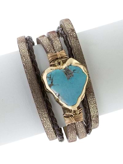 Braided Turquoise Bracelet Brown - SAACHI - Light Sky Blue - Bracelet