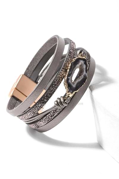 Morning Leather Stone Bracelet - SAACHI