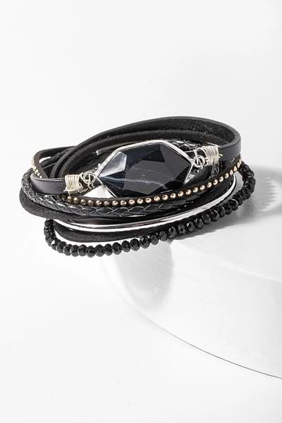 Endless Dream Leather Bracelet Black
