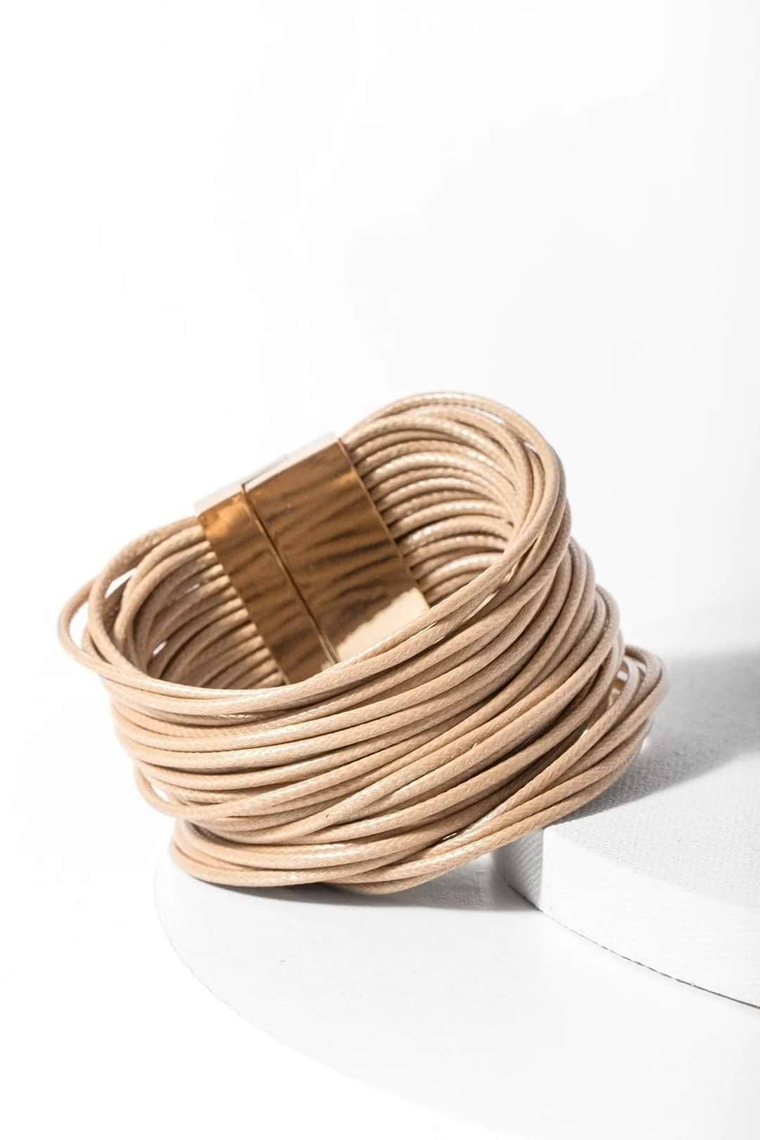 Simple Cord Leather Bracelet Tan