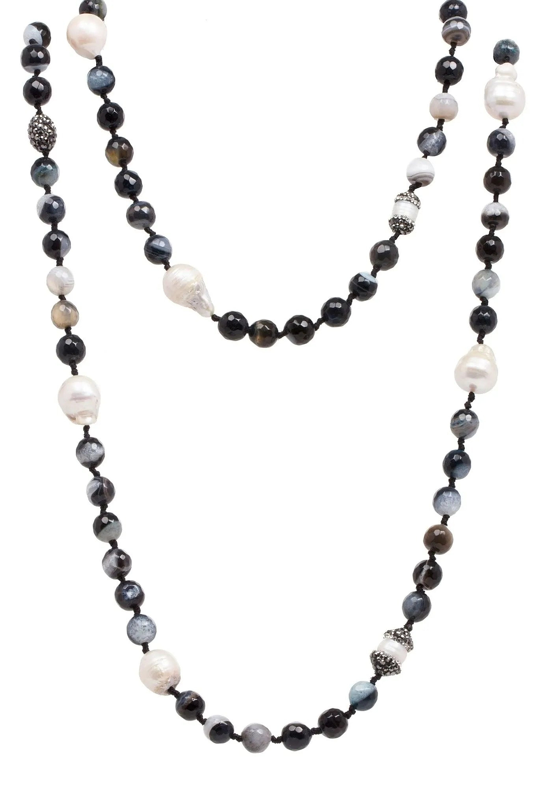 Tahitian Pearl Beaded Long Necklace Black