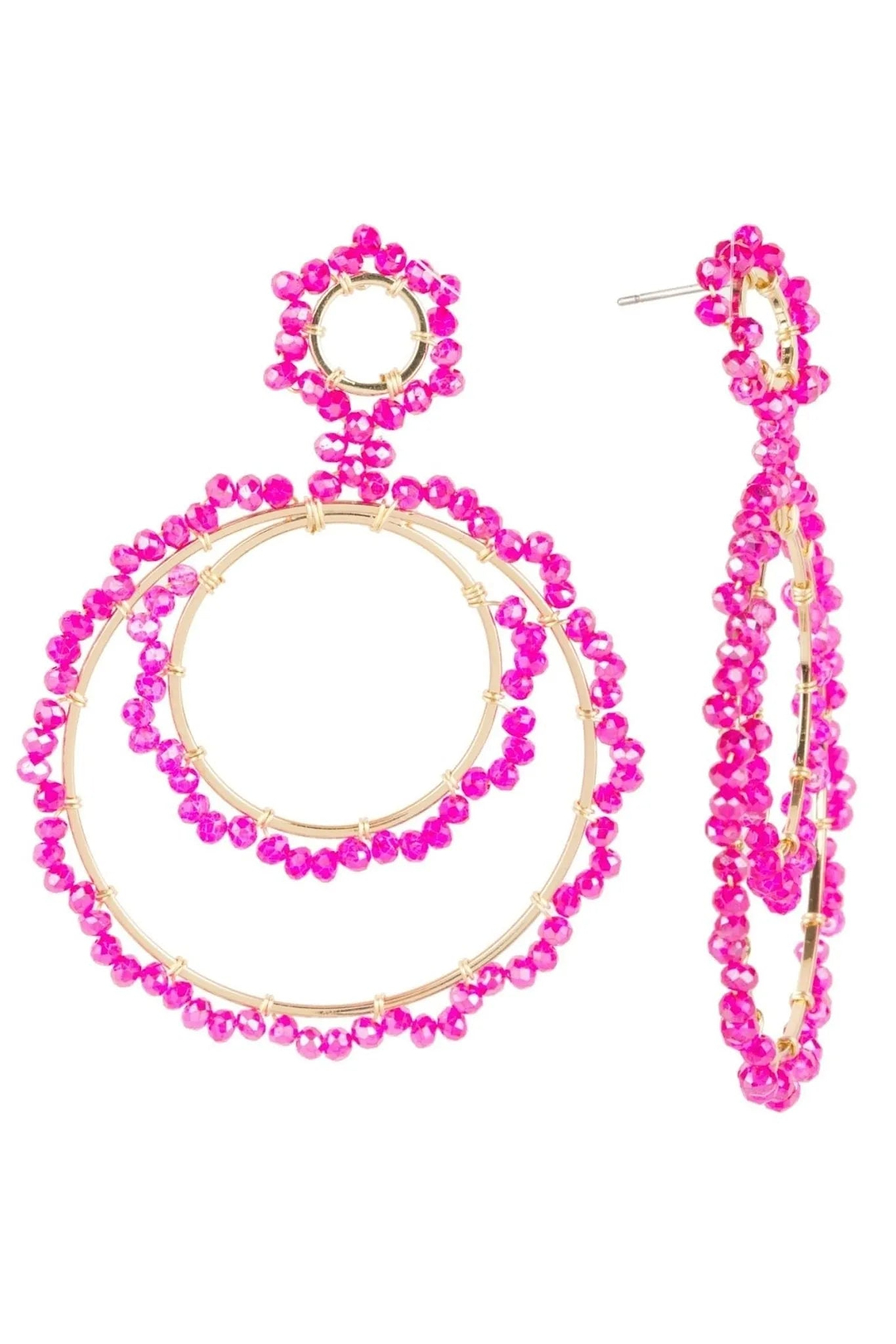 Paradise Hoop Earring Fuchsia