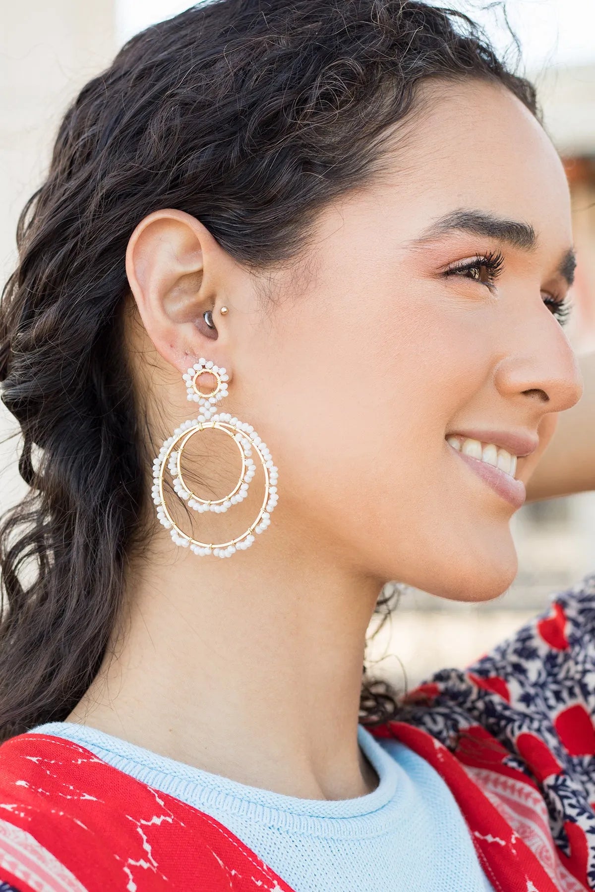 Paradise Hoop Earring White