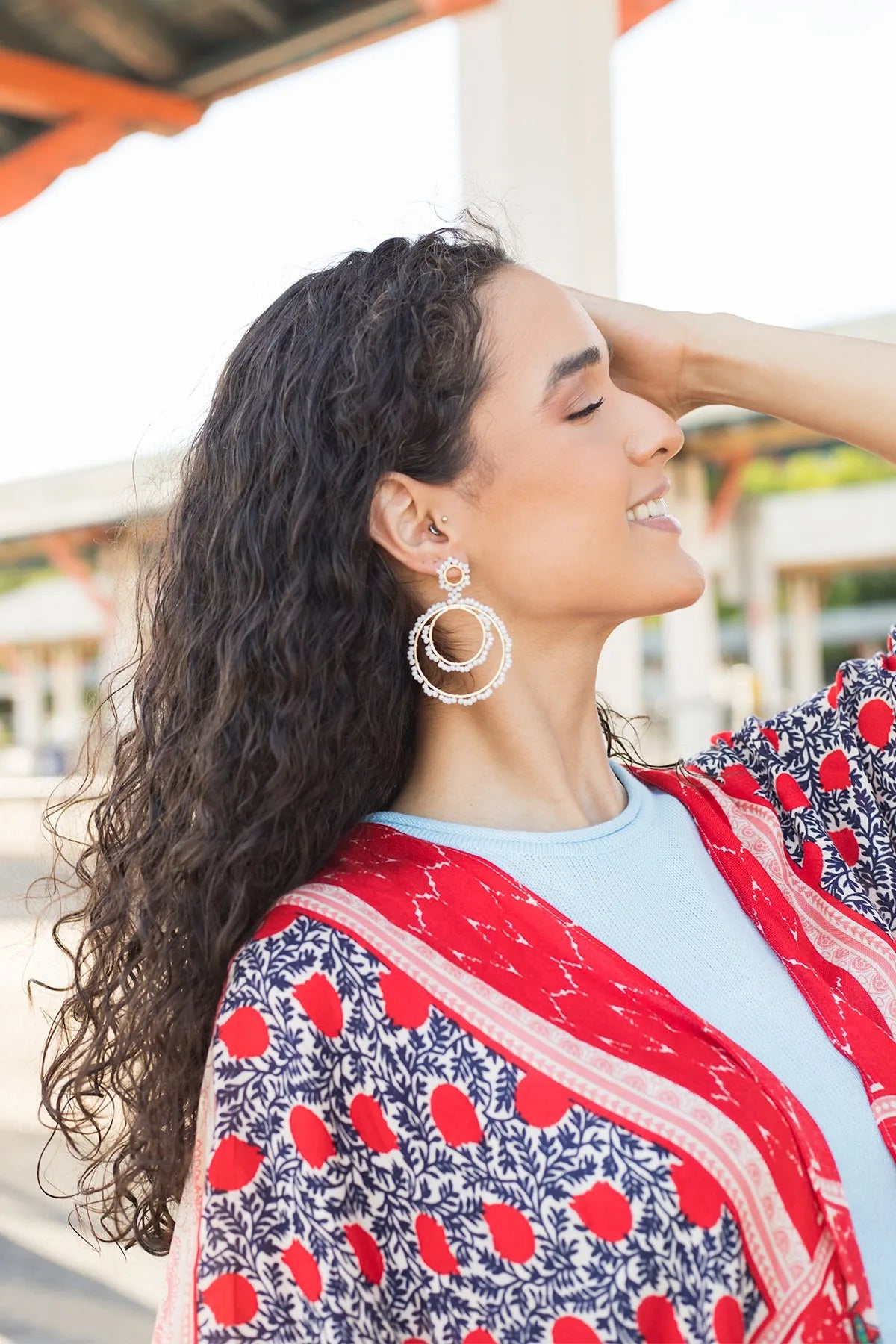 Paradise Hoop Earring White