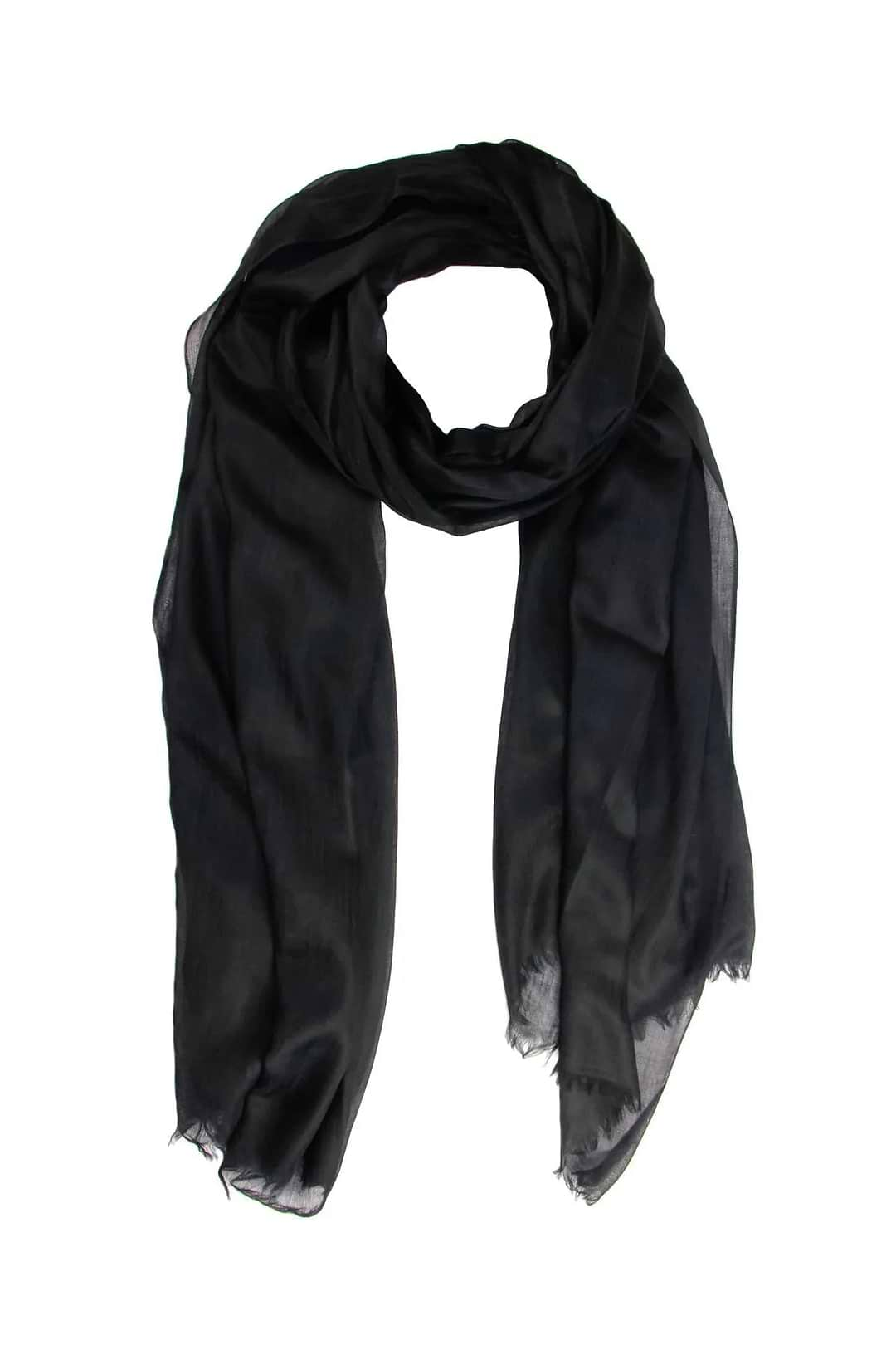 Delicate Solid Cashmere Scarf Black