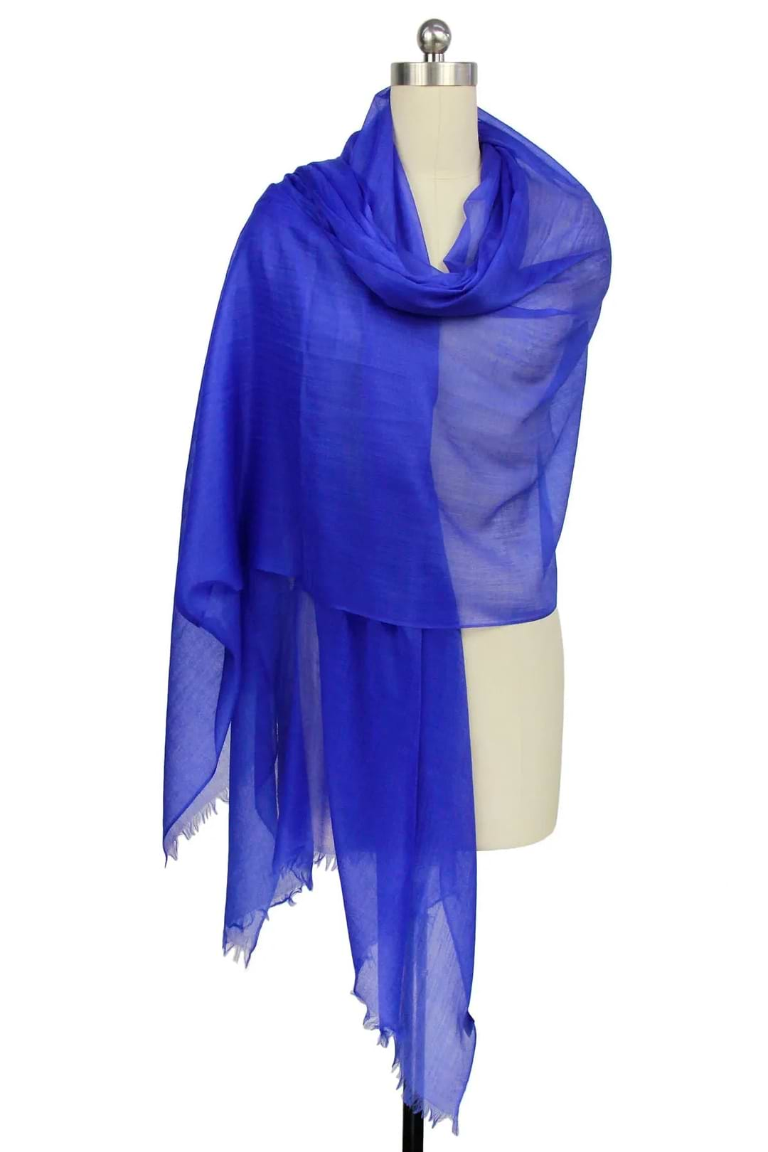 Delicate Solid Cashmere Scarf Medium Blue