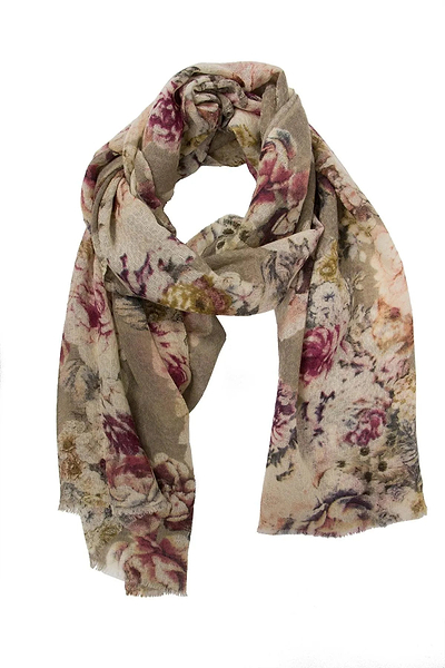 Mary All Over Flower Scarf Antique White