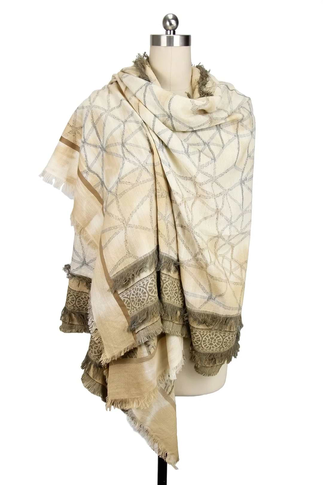 Ecru Multi Golden Scarf Blanched Almond