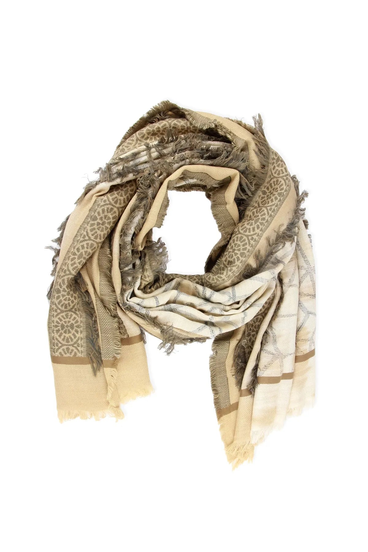 Ecru Multi Golden Scarf Blanched Almond