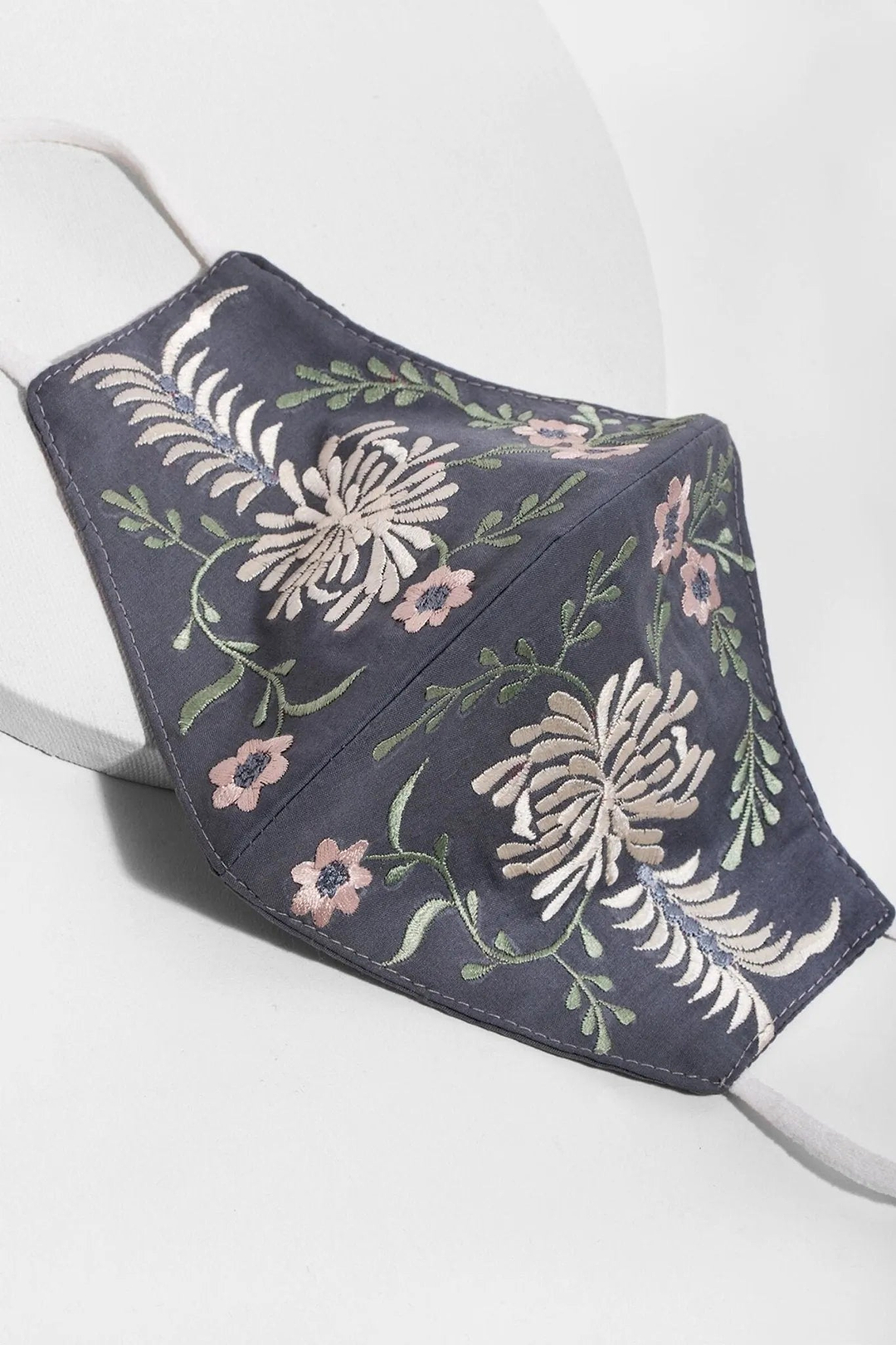 Primavera Embroidered Face Mask Grey