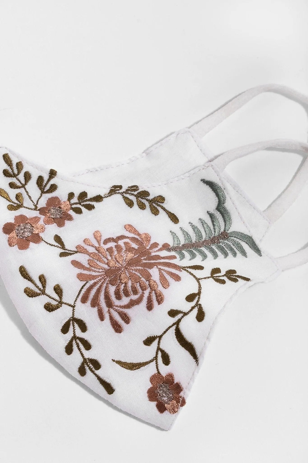 Primavera Embroidered Face Mask White