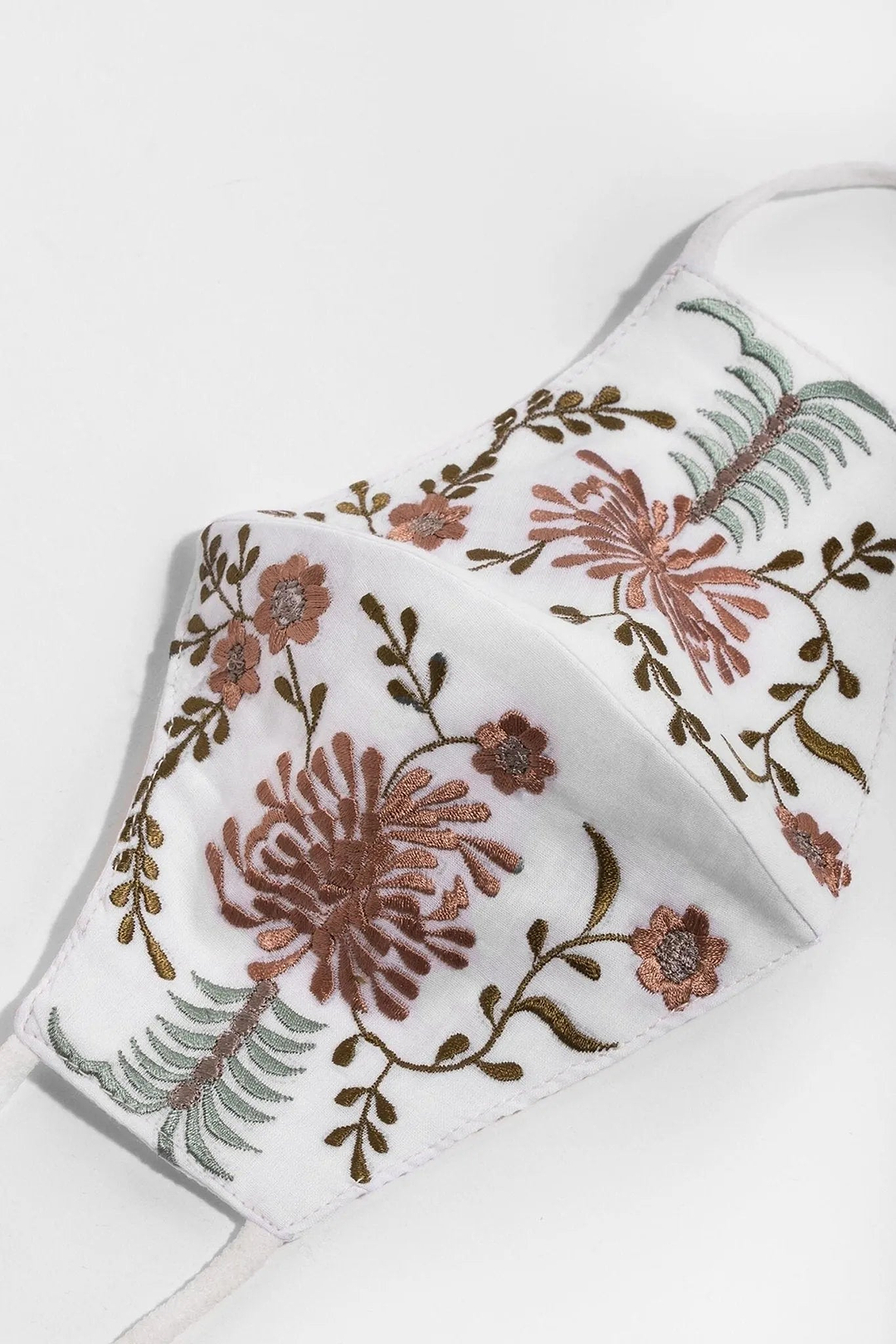 Primavera Embroidered Face Mask White