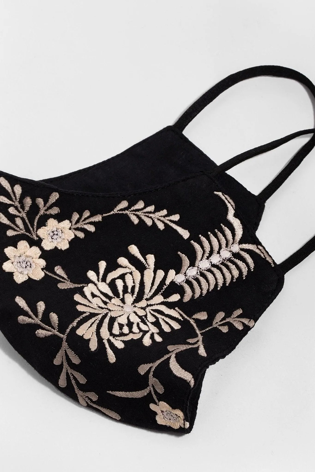 Primavera Embroidered Face Mask Black