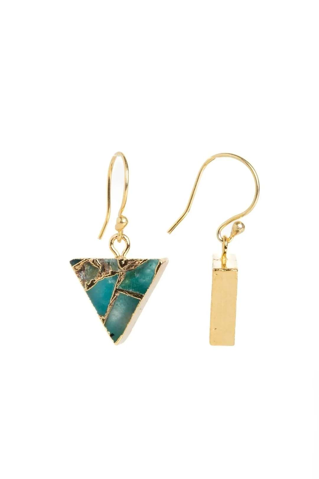 Mojave Mini Triangle Earring and Necklace Set Teal