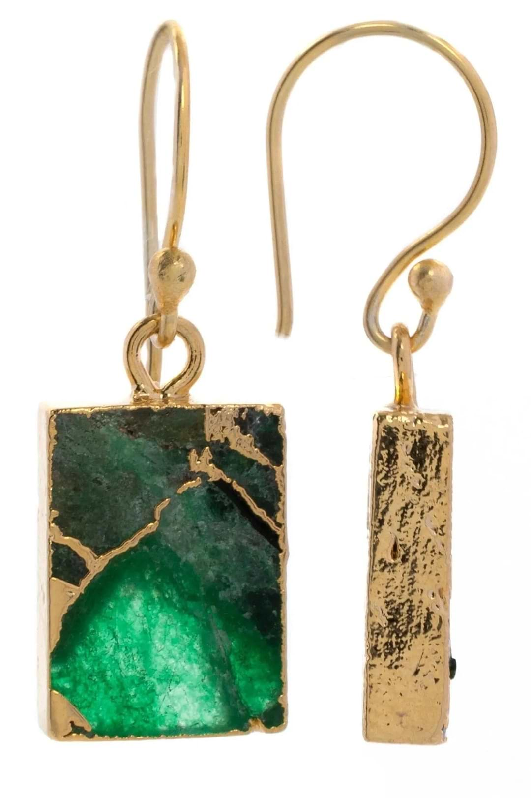 Mini Square Gemstone Earring and Necklace Set Green