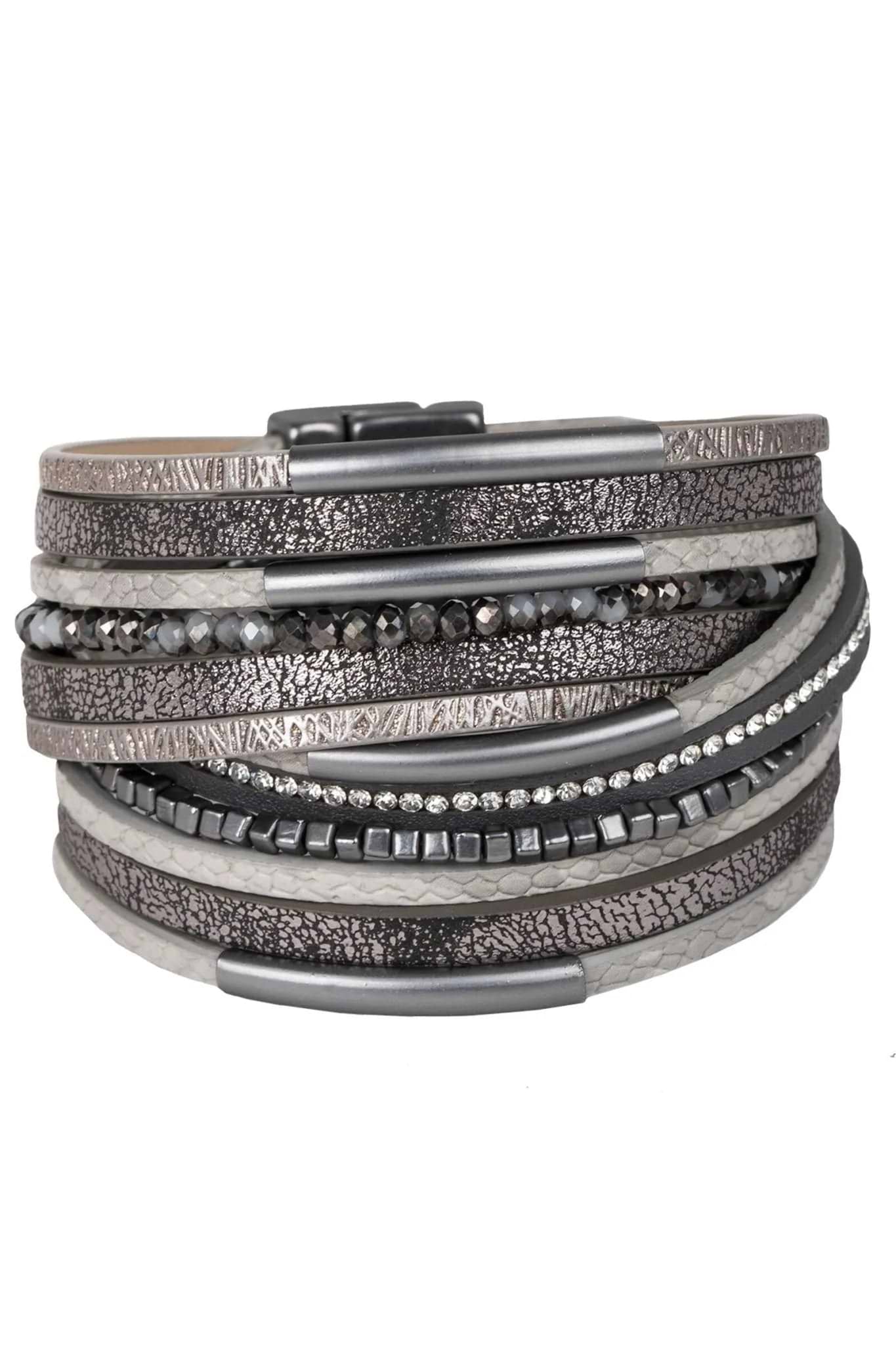 Glimmer Leather Bracelet Dark Gray