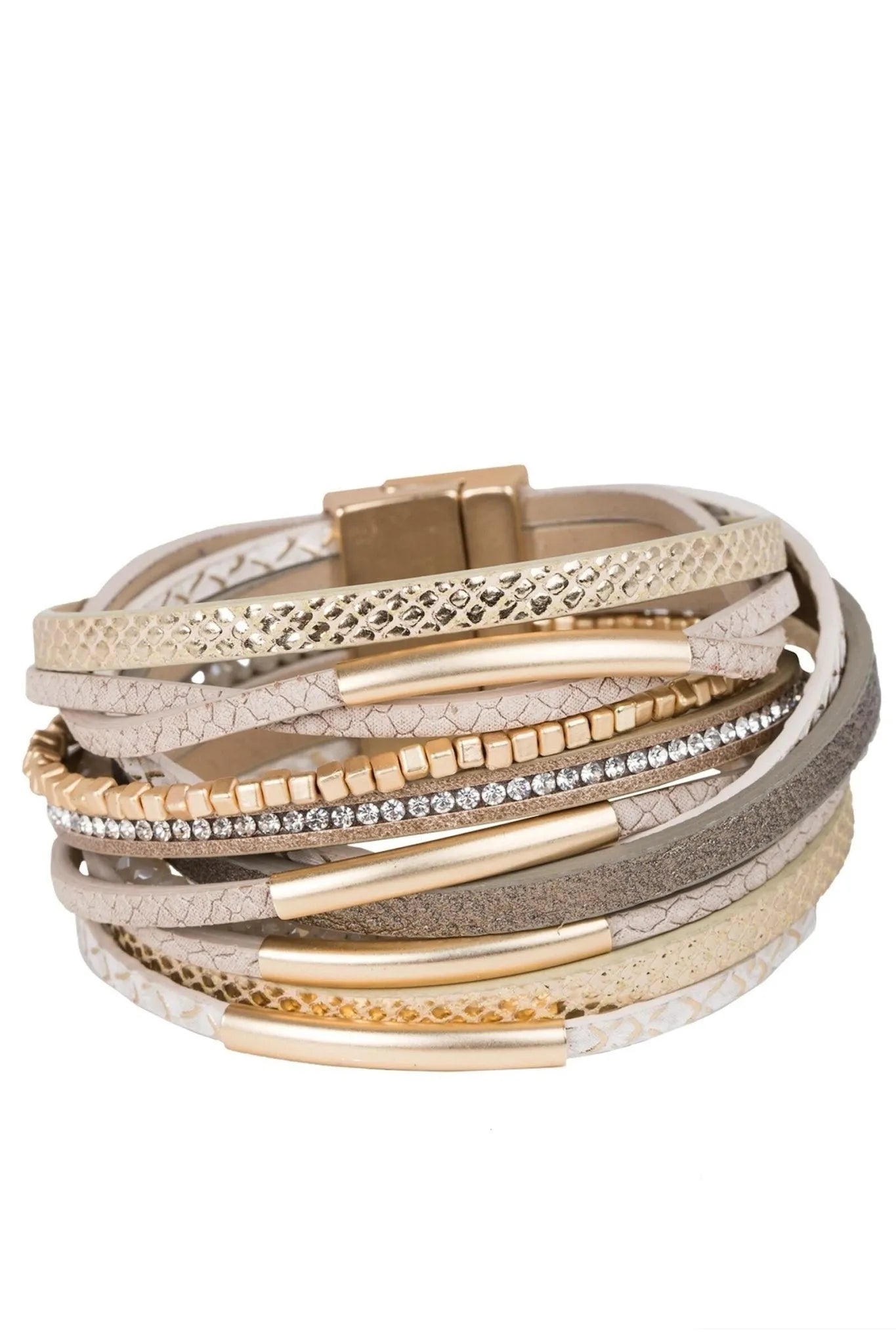 Glimmer Leather Bracelet Blanched Almond