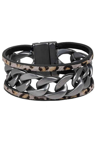 Strongest Link Leather Bracelet Grey