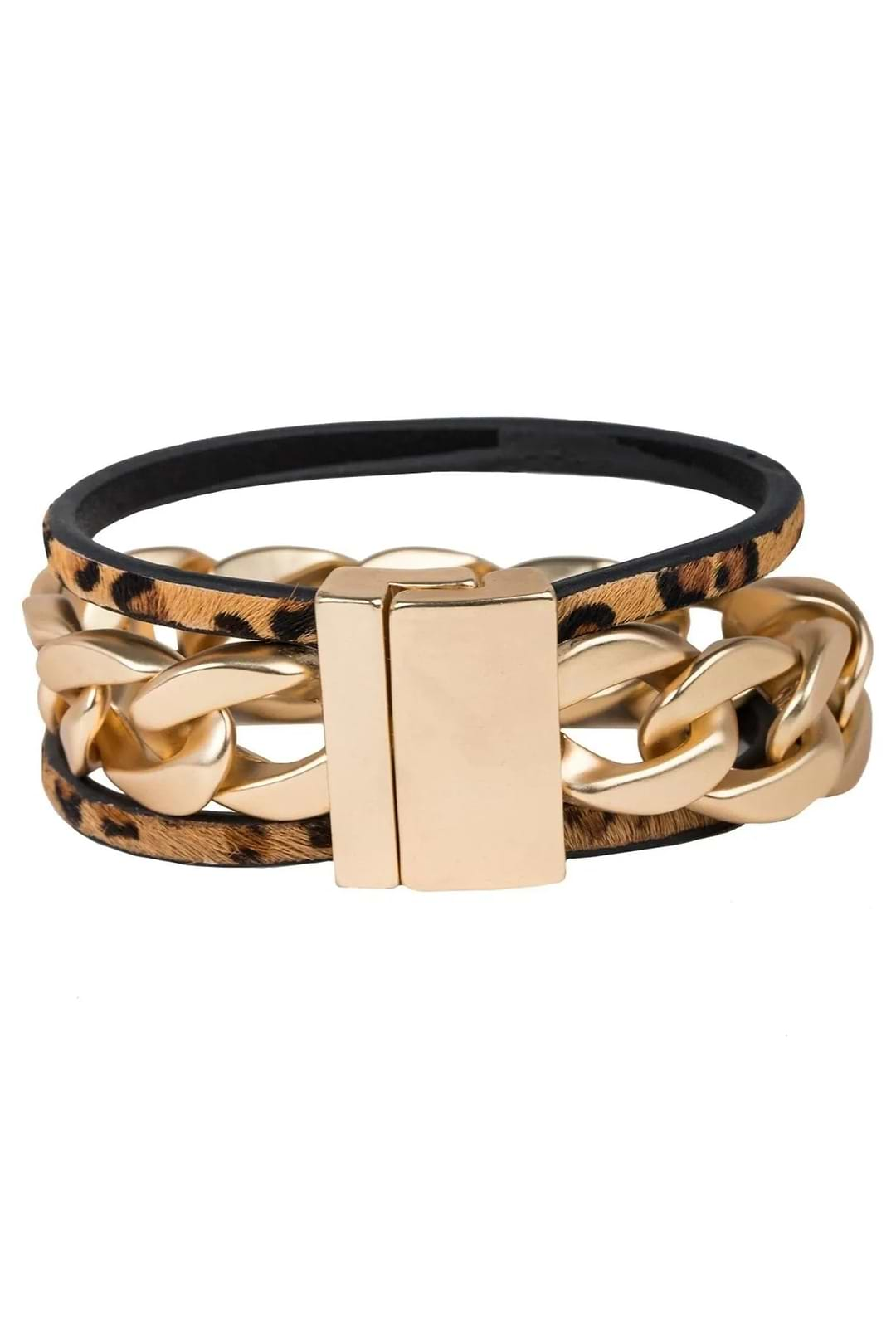 Strongest Link Leather Bracelet Gold